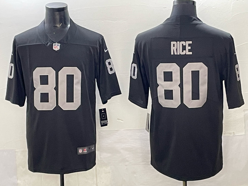 Men Oakland Raiders #80 Rice black Nike Limited 2025 NFL Jersey 001